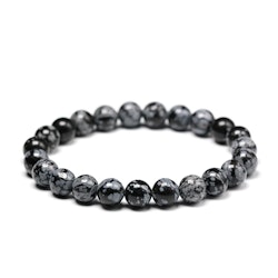 Snöflinge Obsidian 8mm pärlor Armband