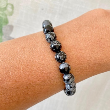 Snöflinge Obsidian 8mm pärlor Armband