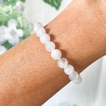 Månsten Vit 8mm pärlor Armband