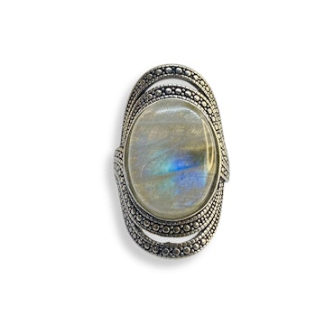 Labradorit Ring (legerad koppar ställbar)