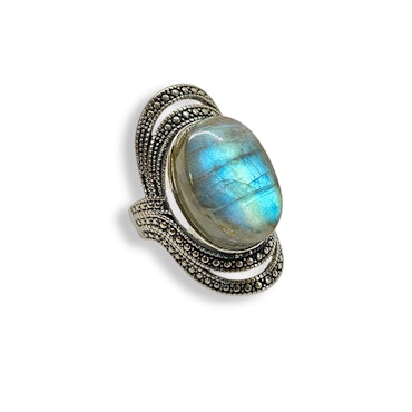 Labradorit Ring (legerad koppar ställbar)