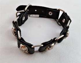 Armband Läder med Dödskallar Metall