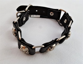 Armband Läder med Dödskallar Metall