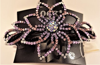 Hårspänne strass ros lila ton