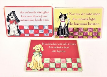 Kylskåpsmagnet med djurmotiv och text, 3 varianter