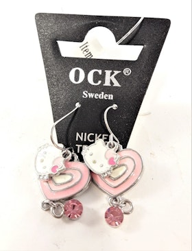 Örhänge med Hello Kitty-huvud och sten