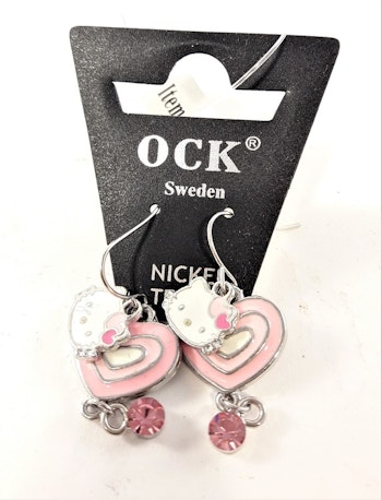 Örhänge med Hello Kitty-huvud och sten