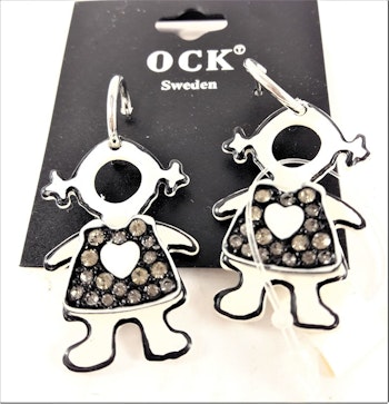 Örhänge med flickmotiv och strass