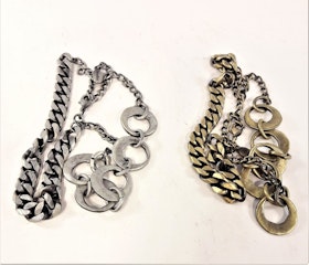 Dubbelt metall armband i brons eller silverfärg