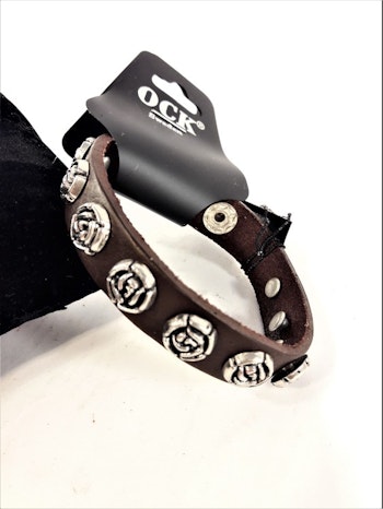 Armband Brun Läder med Rosor i Metall