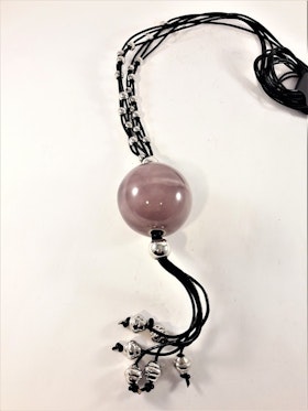 Halsband med läderrem och stor kula, lila