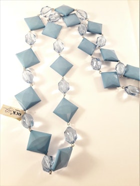 Halsband med Kulor och Fyrkanter Blå