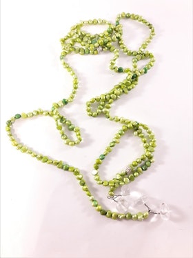Öppet Halsband med Små Pärlor Grön
