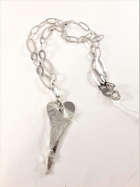 Halsband med Länkar och Hjärta Silverfärg