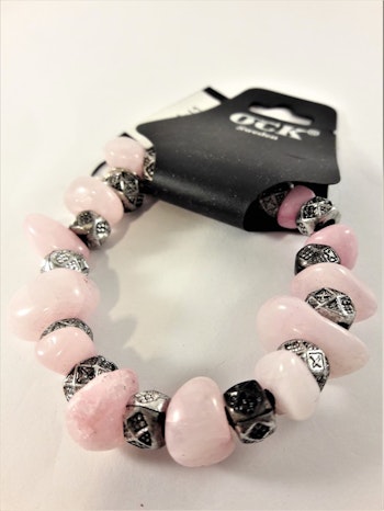 Armband med Stenar Rosa och Silver