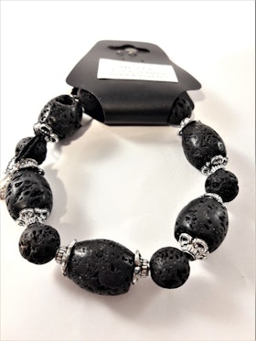 Armband med Lavastenar Svart och Silverfärg