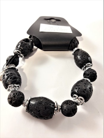 Armband med Lavastenar Svart och Silverfärg