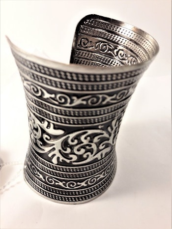 Stelt Brett Armband med Mönster Silverfärg