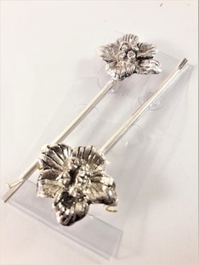 Silverfärgade hårnålar med blomma, 2-pack