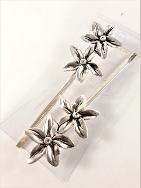 Silverfärgade hårnålar med 2 blommor, 2-pack
