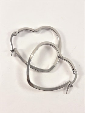Örhängen i Stål med Medium Hjärta Silverfärg