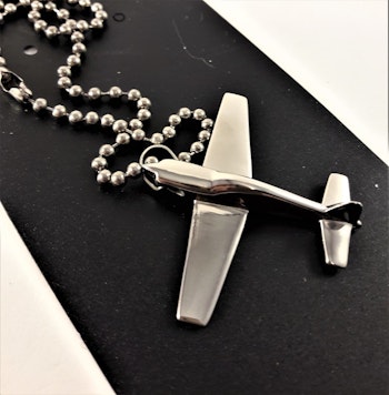 Stål Halsband med Flygplan Hänge Silverfärg