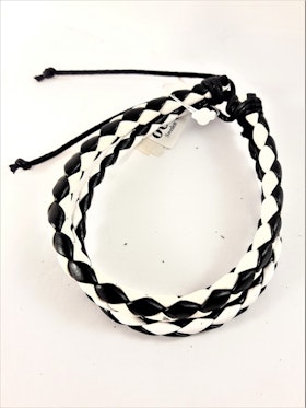 Armband Flätat Läder Svart och Vit