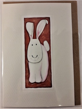 Handgjort grattiskort med kaninmotiv, utan text