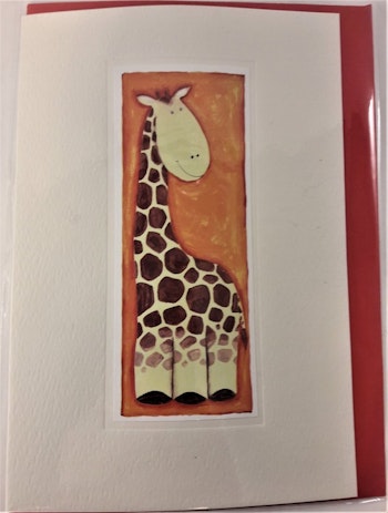 Handgjort grattiskort med giraffmotiv, utan text