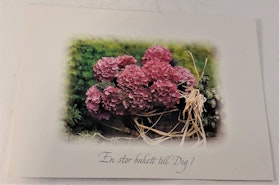 Kort/vykort med blommotiv, "En stor bukett till dig"