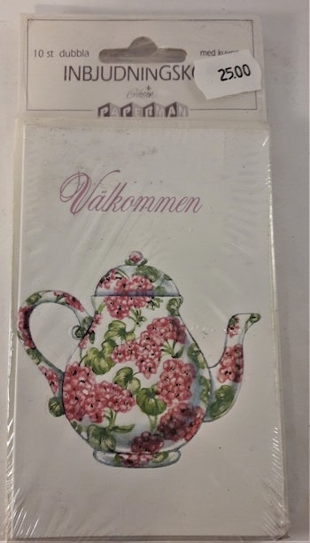 Inbjudningskort "Välkommen" med kaffekannamotiv
