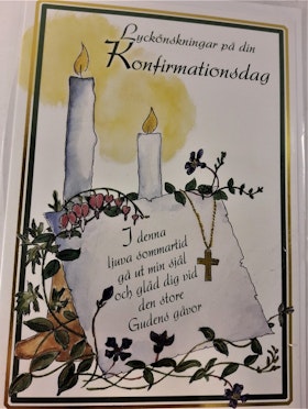 Grattiskort "Lyckönskningar på din Konfirmationsdag", motiv med löjtnantshjärta
