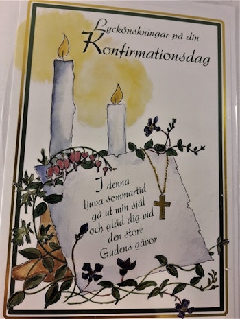 Grattiskort "Lyckönskningar på din Konfirmationsdag", motiv med löjtnantshjärta