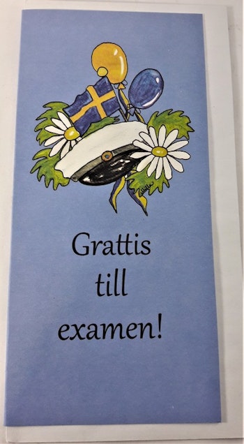 Grattiskort "Grattis till Examen" med mössmotiv
