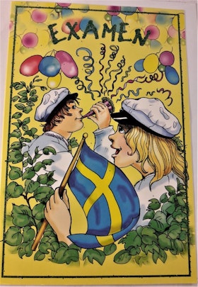 Grattiskort "Examen" med flagga