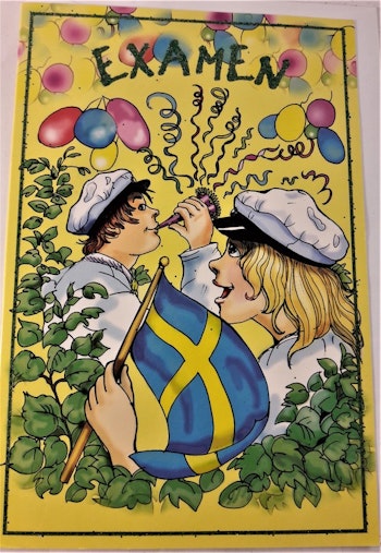 Grattiskort "Examen" med flagga