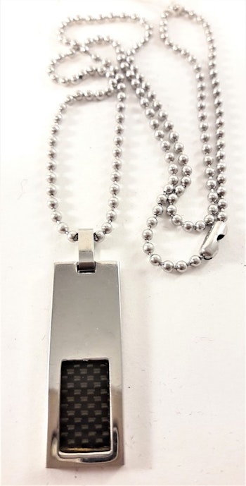 Halsband med Avlångt Hänge Silverfärg och Svart