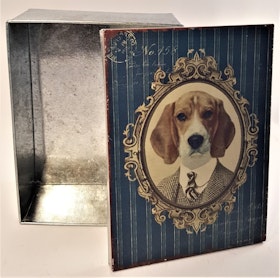 Plåtburk med hundmotiv