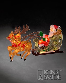 Fönsterbelysning siluett, tomte med släde