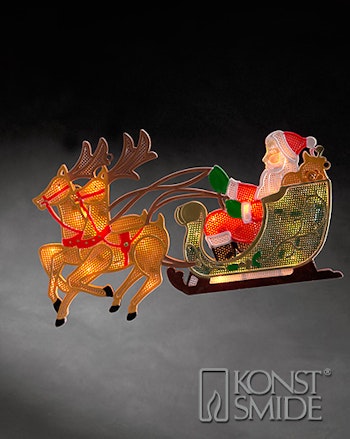 Fönsterbelysning siluett, tomte med släde