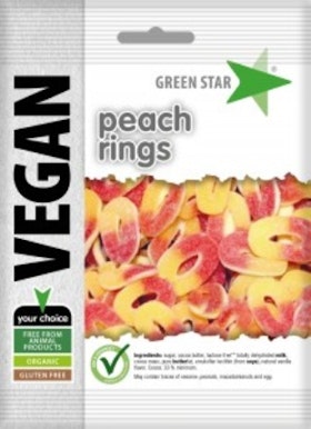 Green Star persikoringar vegan glutenfri 80 g