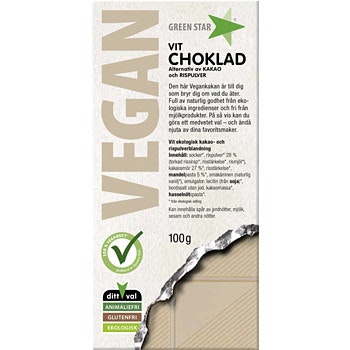 Green star vit choklad, Vegan Ekologisk Glutenfri 100g