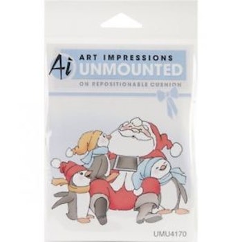 Art Impressions Christmas 2012 Cling Rubber Stamp-santa & Penguins