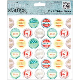 Papermania Happy Days Cling Urban Stamps 6"X6" Bottle Caps