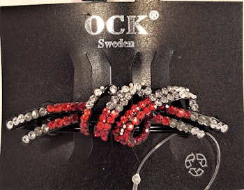 Hårspänne strass rosett röd ton