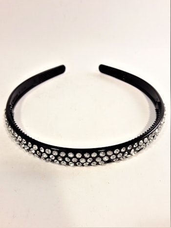 Diadem i svart med glittrig strass
