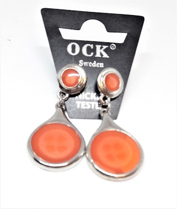 Örhänge med orange mönster, 4 prickar