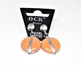 Runt örhänge, orange med silverfärgat streck