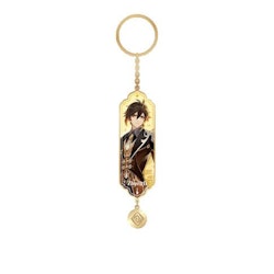 Genshin Impact Character Drawing Card Metal Keychain Zhongli