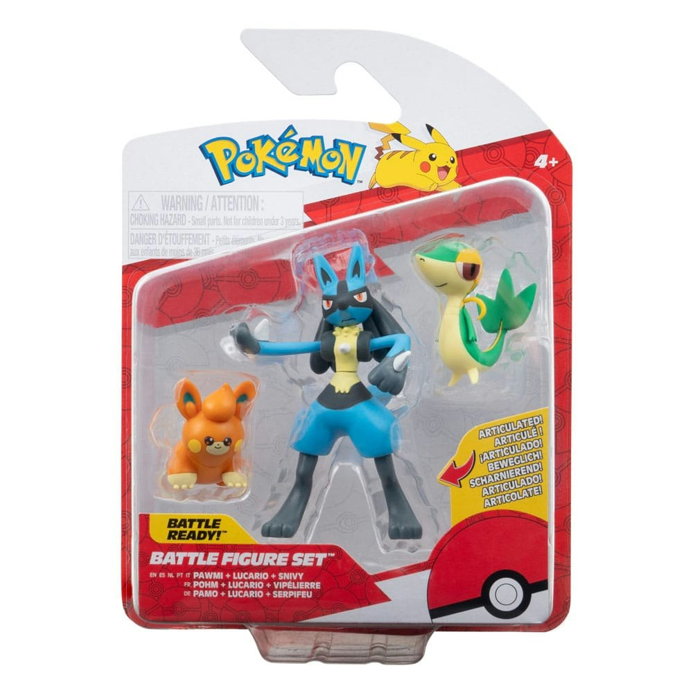 Pokémon Battle Figure Set Figure 3-Pack Snivy & Pawmi & Lucario